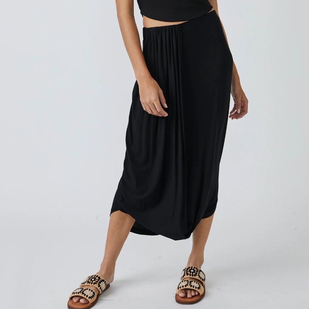 Free People "Daphne" Drape Midi Skirt